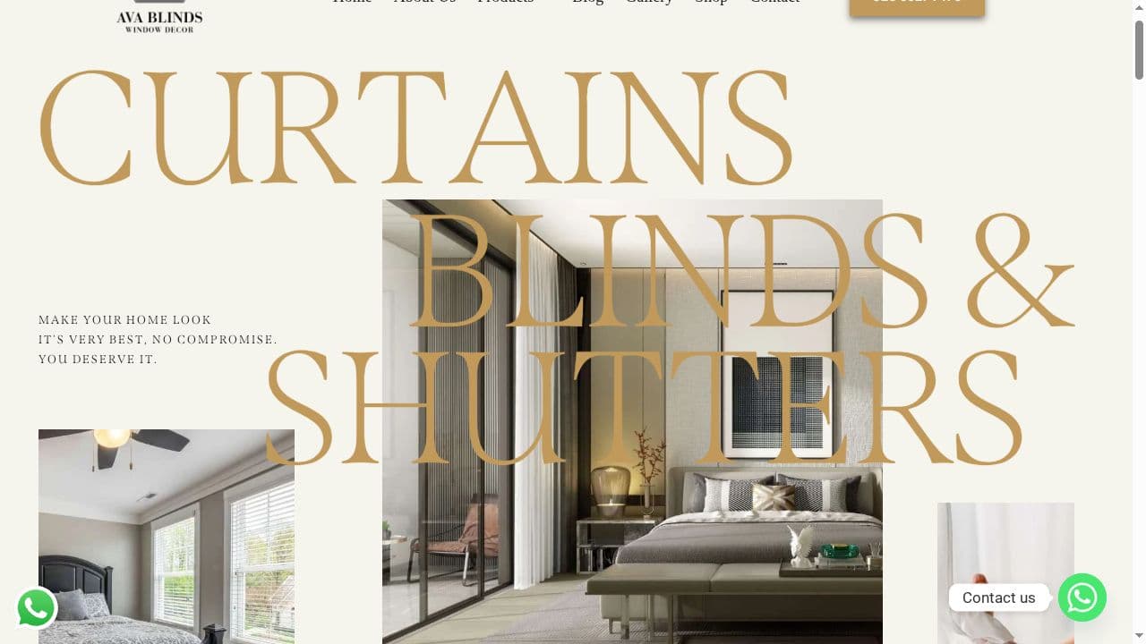A-V-A BLINDS & SHUTTERS LONDON LTD website screenshot